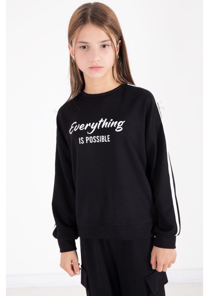 Siyah Yazı Baskılı Şeritli Kız Çocuk Alt Üst Takım 22770 fiyatları