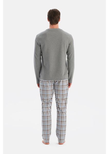 Gri Melanj Dikiş Detaylı Waffle Tişört Pantolon Pijama Takımı fiyatları