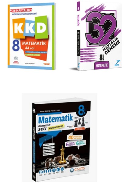 Fenomen Kkd 8 Mat(44 Föy)+Çanta Mat Kazanım Sıralı Deneme Seti+Pruva Mat 32 Haftalık Deneme(3 Kitap)