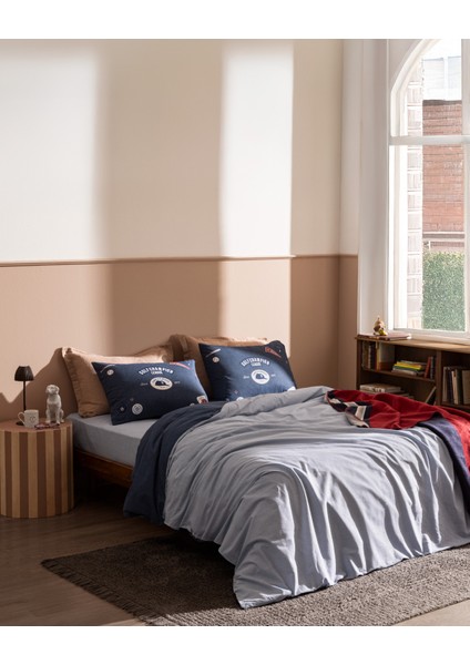 Ruben King Size %100 Pamuk Ranforce Baskılı Nevresim Takımı - Mavi