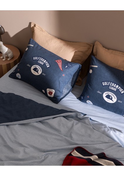 Ruben King Size %100 Pamuk Ranforce Baskılı Nevresim Takımı - Mavi modelleri