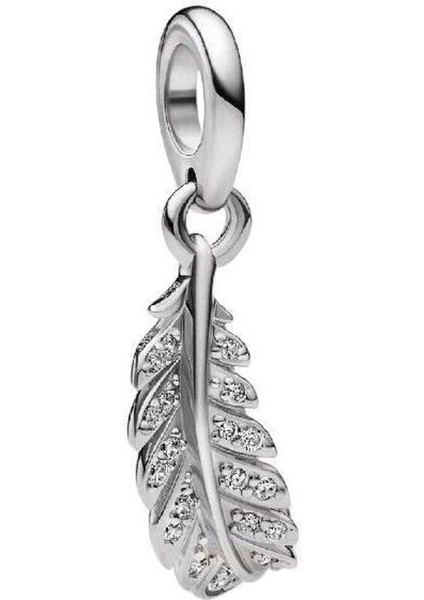 925 Ayar Gümüş Rüzgarın Fısıltısı Parlak Detaylı Yaprak Charm