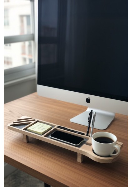 Ahşap Masaüstü Kalemlik Organizer & Telefon Standı
