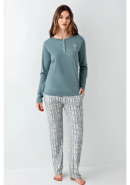 Arnetta 3406-X Kadın Battal Uzun Kol Pijama Takım