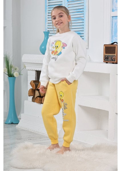 Kapitex 6181 Kız Çocuk Twety Baskılı Uzun Kol Pijama Takımı