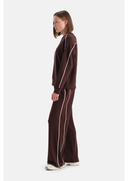Kahverengi Kadın Modal Biye Detaylı Sweatshırt modelleri