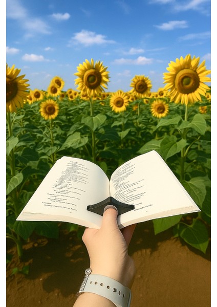 Kitap Ayracı - Sayfa Tutucu - Tek El Kitap Okuma Aparatı (Siyah)