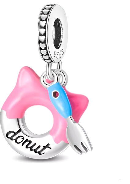 925 Ayar Gümüş Cat Donut Charm