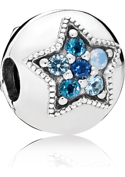 925 Ayar Gümüş Yıldız Parıltısı Klips Charm