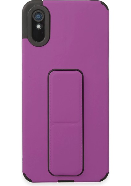 Bfs Xiaomi Redmi 9A Kılıf Mega Standlı Silikon - Mor
