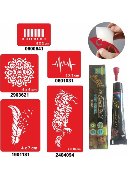 Örtücü Kapatma Desenleri Hint Kınası ile Geçici Dövme Yapma Seti