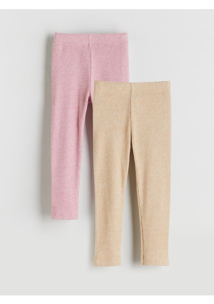 Yeni Sezon Beli Lastikli Kız Çocuk Tayt 2'li