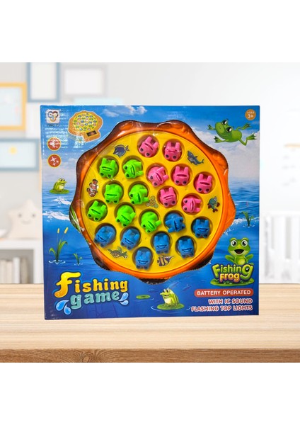 Kurbağa Yakalama Oyunu Sesli Işıklı Sesli Kurbağa Yakalama Fishing Frog 4 Olta 30X24 cm