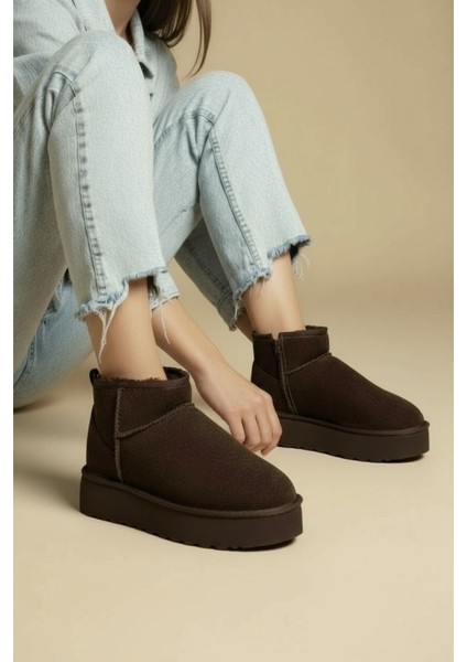 Kadın Bot Süet Içi Kürklü Kalın Taban Mini Kısa Bilekte Günlük Bot fiyatları