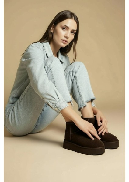 Kadın Bot Süet Içi Kürklü Kalın Taban Mini Kısa Bilekte Günlük Bot indirimleri