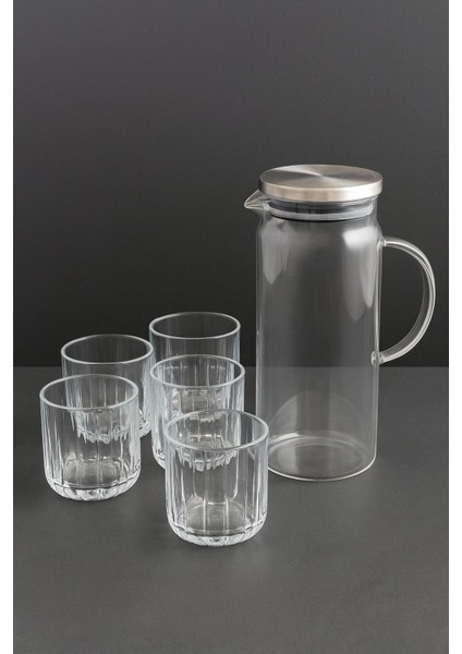 7 Parca Su Setı-Borosilikat Sürahı 1500 ml (1 Adet)+ 6 Adet 280 ml Su Bardağı fiyatları