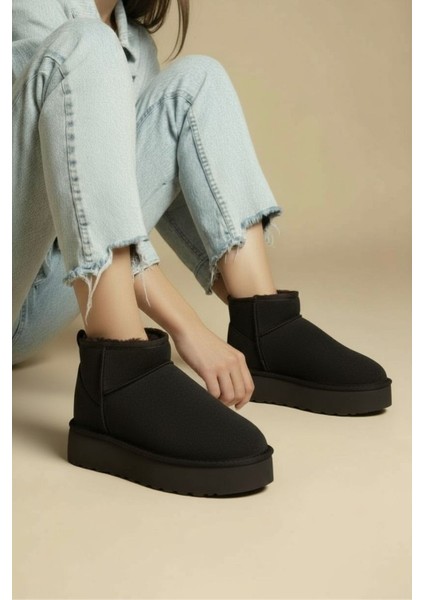 Kadın Bot Süet Içi Kürklü Kalın Taban Mini Kısa Bilekte Günlük Bot fiyatları