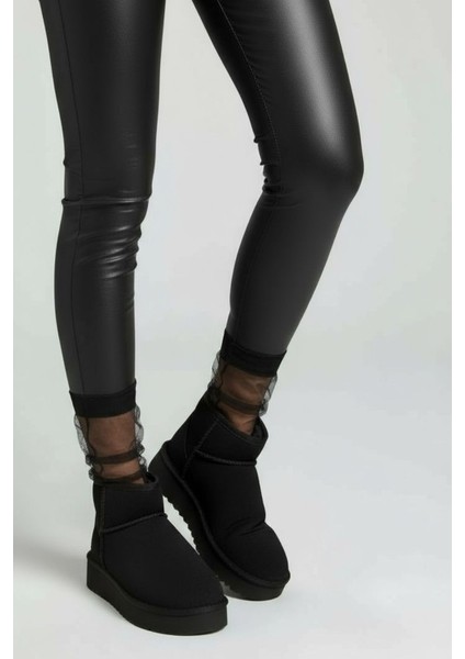 Kadın Bot Süet Içi Kürklü Kalın Taban Mini Kısa Bilekte Günlük Bot modelleri