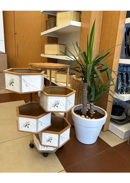 Ahşap Altıgen Sebzelik 5 Katlı Yana Açılır Patates Soğan Tekerlekli Sebzelik Zeytin fiyatları