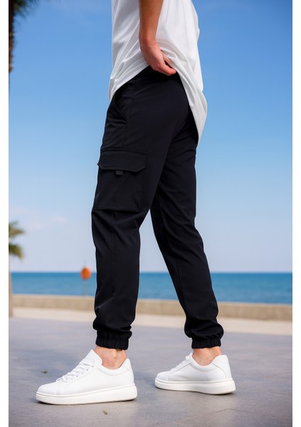 Kargo Cepli Paraşüt Kumaş Siyah Renk Erkek Pantolon fırsatları