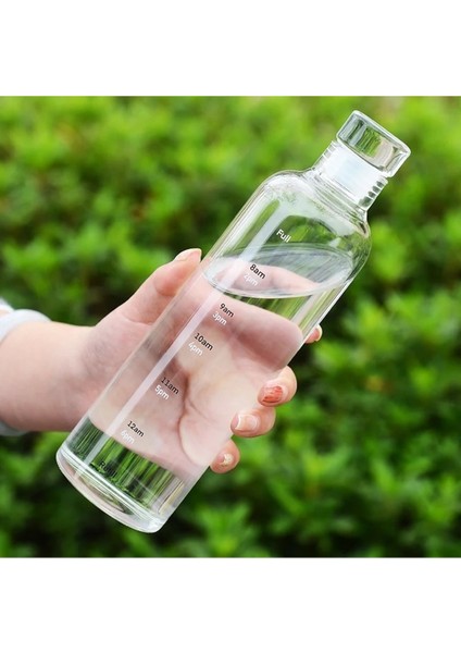 Sağlıklı Cam Su Şişesi 500ML Motivasyonlu Sızdırmaz Matara Suluk