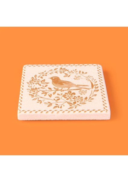 Kitchen Kuşlu Taş Bardak Altlığı - Renkli - 10X10 cm modelleri