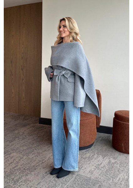 Gri %100 Yün Kısa Kaban - 512157 modelleri