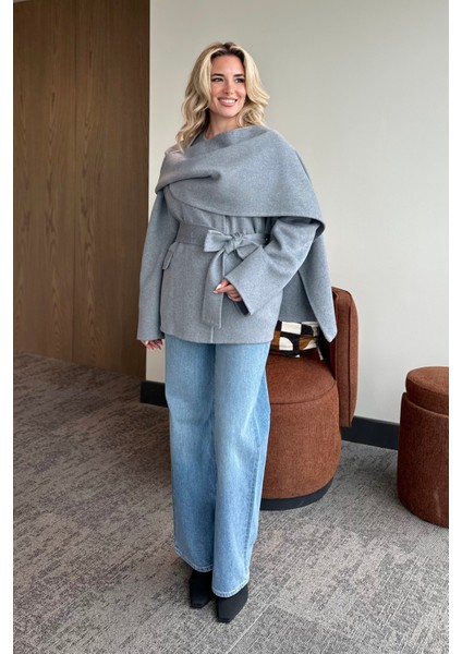 Gri %100 Yün Kısa Kaban - 512157 indirimleri
