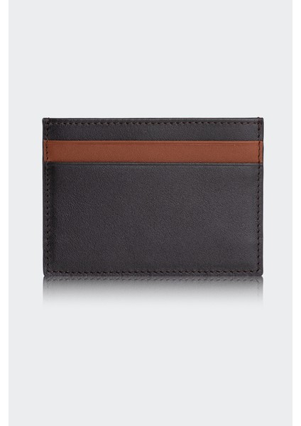 Hakiki Deri, El Yapımı, Erkek Kartlık, 4 Kart Yuvalı, 4504 Kahve-Taba