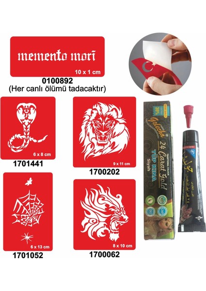 Kobra ve Kaplan Desenleri Hint Kınası ile Geçici Dövme Yapma Seti