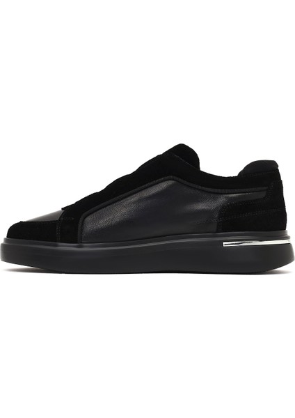 Erkek Siyah Kalın Tabanlı Deri Sneaker 25WFD604914 fiyatları