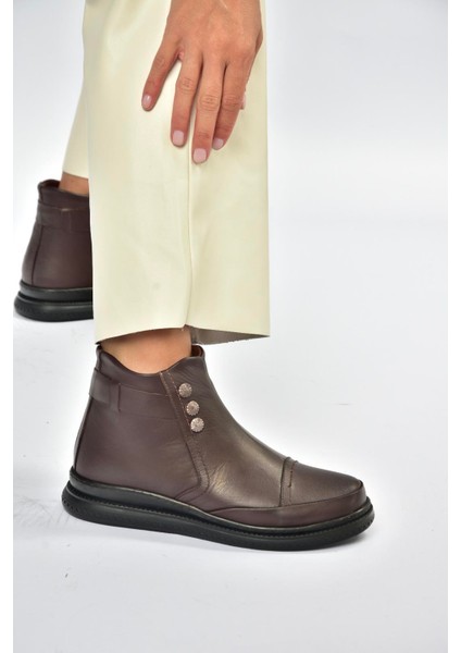 V555070403 Kahverengi Hakiki Deri Comfort Ortopedik Taban Kadın Bot indirimleri