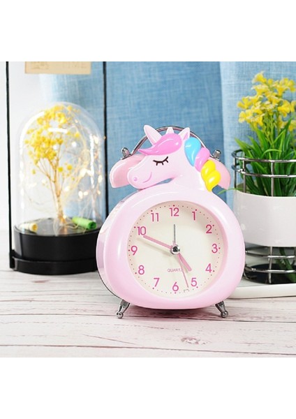 Alarmlı Unicorn Masa Saati, Pembe, 14X12,