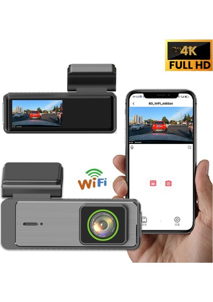 4K Wi-Fi Araç Kamerası – G-Sensörlü, Gece Görüşlü, Döngü Kayıt Özellikli, 360° Dönebilir Lensli Dash Cam fırsatları