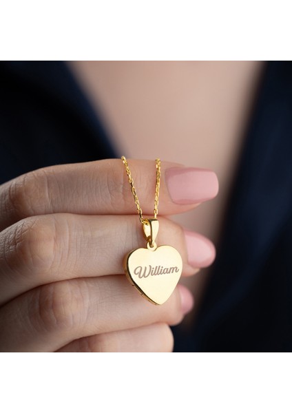 925 Ayar Gümüş Fotoğraflı Kişiye Özel Isimli Gold Kalp Kolye modelleri