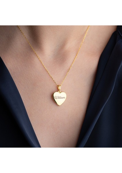 925 Ayar Gümüş Fotoğraflı Kişiye Özel Isimli Gold Kalp Kolye indirimleri