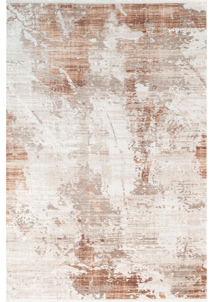 Indigo ID008T Beyaz Kahve Modern Desen Akrilik Iplik Tozuaz Pamuk Taban Salon Mutfak Halısı