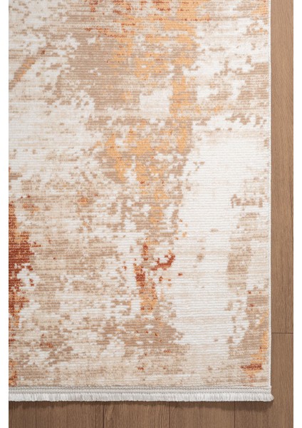 Indigo ID008T Beyaz Kahve Modern Desen Akrilik Iplik Tozuaz Pamuk Taban Salon Mutfak Halısı indirimleri