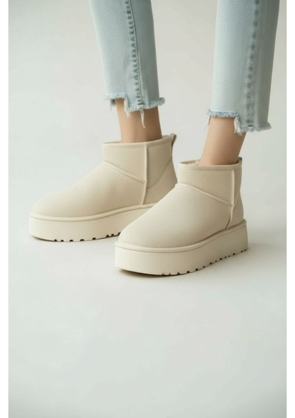 Kadın Bot Süet Içi Kürklü Kalın Taban Mini Kısa Bilekte Günlük Bot modelleri