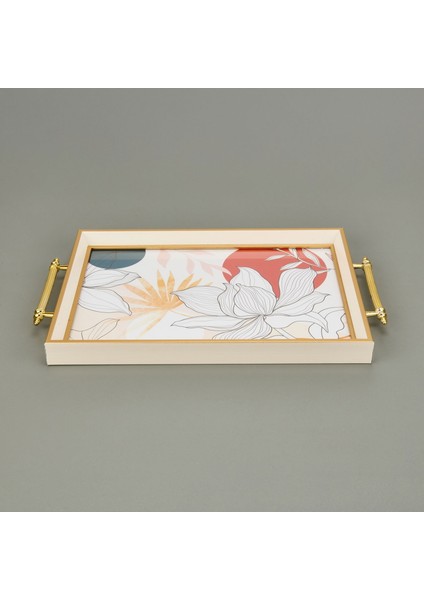 Kitchen Çiçek Desenli Tepsi - Renkli - 49 cm fiyatları