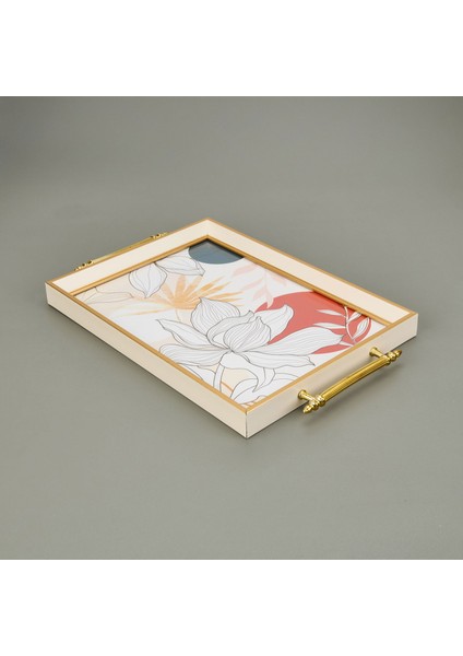 Kitchen Çiçek Desenli Tepsi - Renkli - 49 cm modelleri