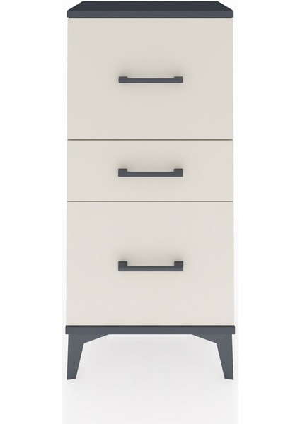 Arges Komodin 3 Çekmeceli 44X30X96 Antrasit-Aytaşı