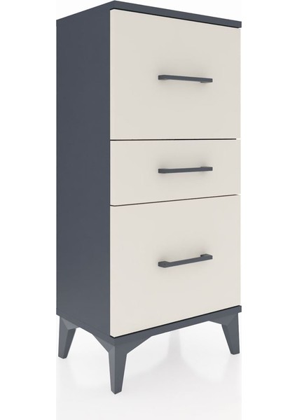 Arges Komodin 3 Çekmeceli 44X30X96 Antrasit-Aytaşı fiyatları