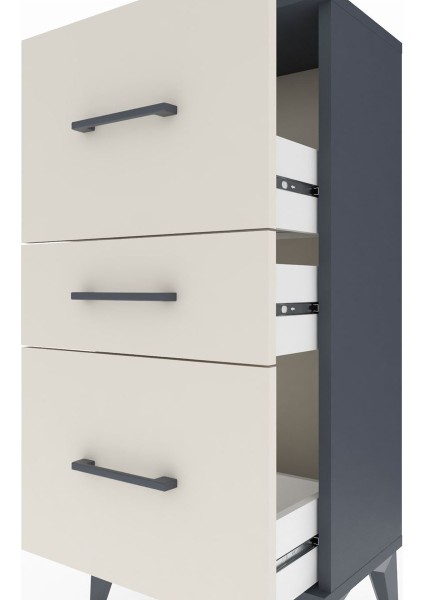 Arges Komodin 3 Çekmeceli 44X30X96 Antrasit-Aytaşı indirimleri