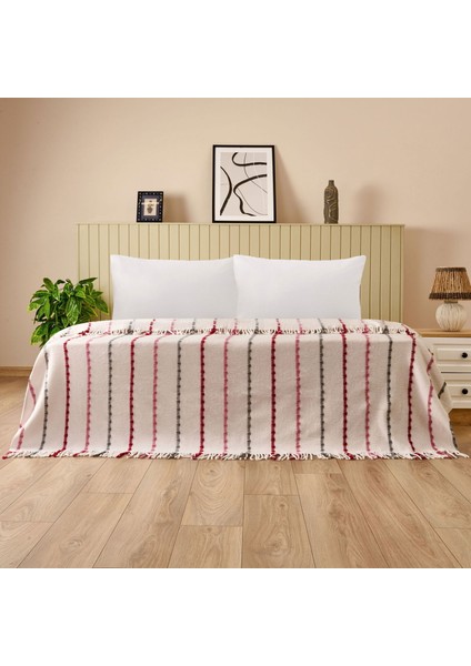 Soft Elvia Pamuklu Çift Kişilik Battaniye - Krem - 200X220 cm