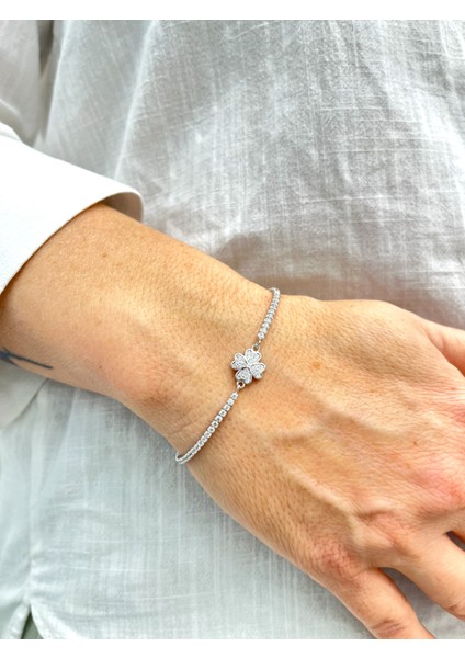 925 Ayar Gümüş Yonca Su Yolu Kadın Gümüş Bileklik