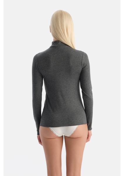 Antrasit Melanj 5118KC Modal Kaşmir Balıkçı Yaka Uzun Kollu Üst fiyatları