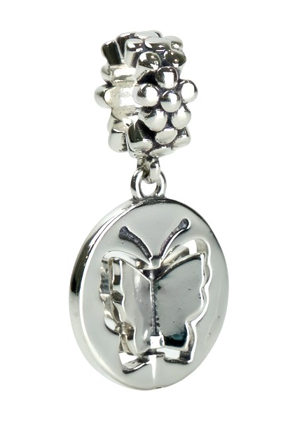 925 Ayar Gümüş Doğanın Izinde Çiçekli Gümüş Kelebek Siluet Charm