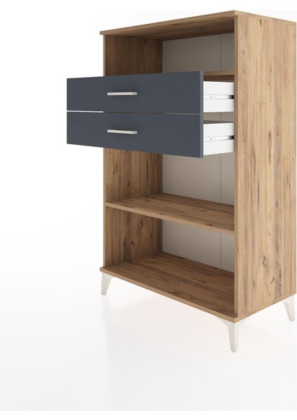 Hyperion Dolap 2 Raflı 2 Çekmeceli 88X44X134 Çam-Antrasit fırsatları