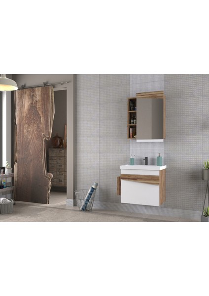 Pierre Cardin Biani Lapse 65CM Beyaz Banyo Dolabı (Ayna,lavabo,alt Dolap)